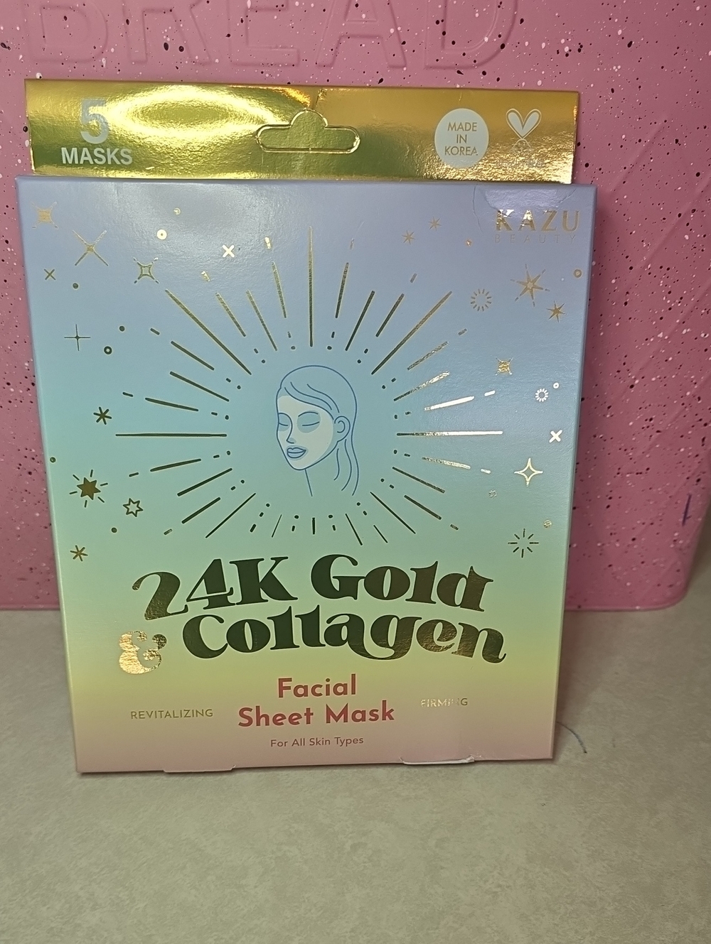 Kazu Beauty 24K Gold & Collagen Facial Sheet Mask Pack of 5